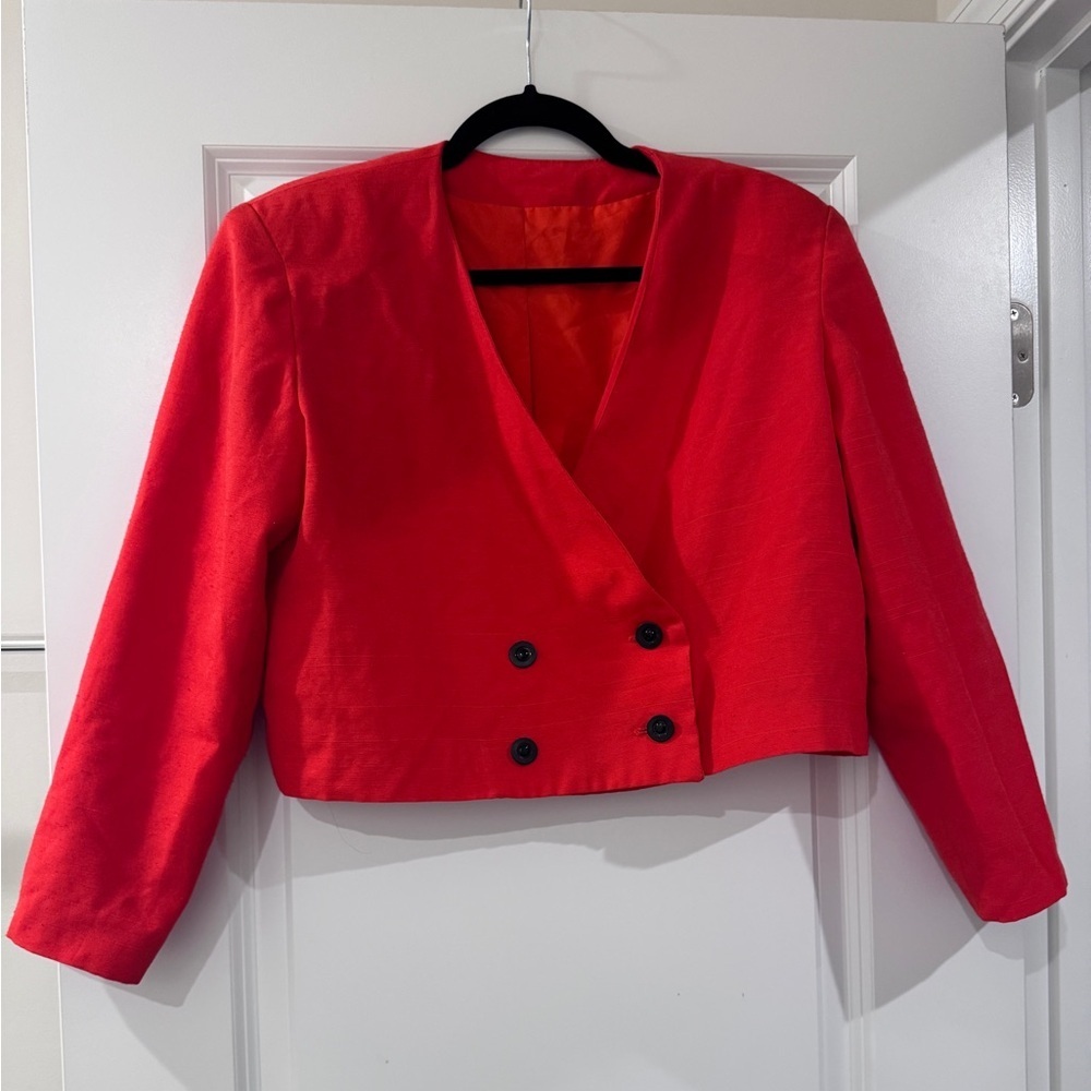 Red Cropped Bolero Blazer Jacket